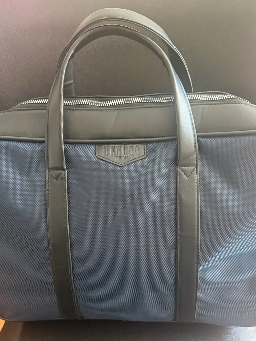 Benoss Milon Navy and Black Laptop Briefcase with Top Handles and strap
